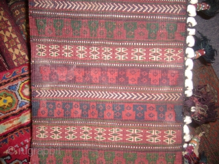 Supereb Sistan Baluch Tent Band or trapping,with original beads and ornament,very fine weave,nice colours,salt bag desigen.                 