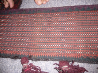 Supereb Sistan Baluch Tent Band or trapping,with original beads and ornament,very fine weave,nice colours,great condition.                  