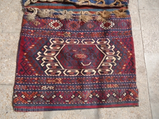 Soo pretty and fine Eastern Anatolian heybey(double bag)from the Malatya region with metal threads,beautiful colours and very fine weave,all good colours,good age,very good condition,beautiful backing,Size 4'2"*2'4".E.mail for more info and pics.  