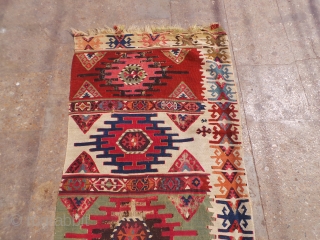 Early Anatolian Kilim fragment with great natural colors and beautiful design.Size 10'9"*2'7".E.mail for more info and pics.                