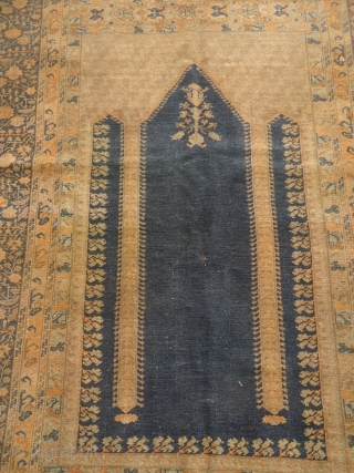 Pabderma Ghiordes-style Prayer Rug with nice colors and beautiful design,extra fine weave and good age,old repairs done.Size 5'2"*3'8".E.mail for more info and pics.          