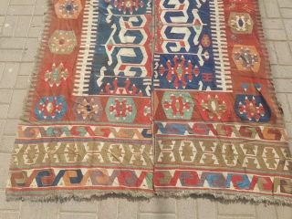 Beautiful Anatolian Kilim fragment with good colors and nice design,Size 6’6”*5’4”.E.mail for more info and pics.                 
