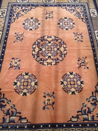 Peking Chinese Oriental Rug measures .It has a brautiful simple field with its classic design.One repair done can seen in 3rd piture over all good condition .Size 8*6ft.E.mail for more info and  ...