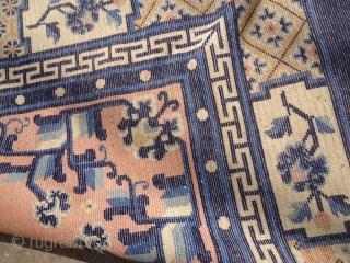 Peking Chinese Oriental Rug measures .It has a brautiful simple field with its classic design.One repair done can seen in 3rd piture over all good condition .Size 8*6ft.E.mail for more info and  ...