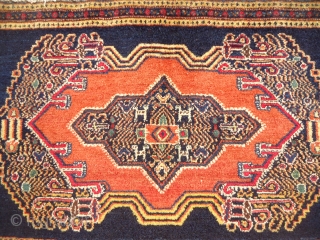 Senneh Pushti with great colors and fine weave,beautiful desigen,with animals,fine weave,good pile,without any work done,Size 3*1'11".E.mail for more info and pics.            