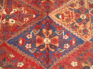 Early Afshar Rug with great natural colors and nice design,as found.Size 4'11"*3'8".E.mail for more info and pics.                