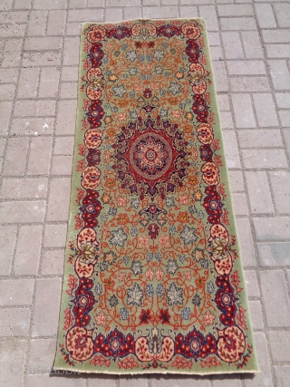 Kirman Mat with great colors and beutiful design,fine weave and soft shiny wool,very good condition,without any repair or work done.Size 5'4"*2'1".E.mail for more info and pics.       
