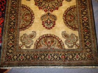 Ivory Ground Silk Persian Rug,beautiful colours and desigen,good condition.100 % Silk on Silk.Size 5'8"*3'7".Email for more info.                
