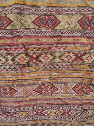 Anatolian Grain bag with original kilim backing and ropes,good condition and age,nice design,Size 3'6"*2'8".E.mail for more info and pics.              