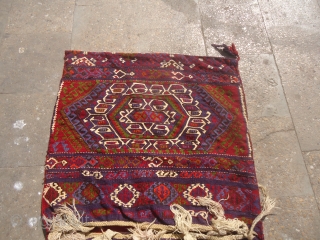 Eastern Anatolian heybe (double bag)from the Malatya region with beautiful colours,white is all cotton and very fine weave,all good colours,good age,very good condition,Size 4'8"*2'5".E.mail for more info.      