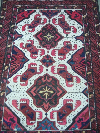 Caucasian Alpan Shirvan,beautiful white ground and nice colours,fine weave and good condition.without any repair.Handwashed ready for use.E.mail for more info.             