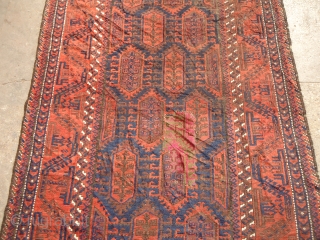 Baluch Early Rug with great natural colors,early age and beautiful desigen,both ends with original Kilim,as found 3 old repairs done.Size 8'5"*4'8".E.mail for more info and pics.       