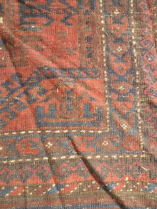 Baluch Early Rug with great natural colors,early age and beautiful desigen,both ends with original Kilim,as found 3 old repairs done.Size 8'5"*4'8".E.mail for more info and pics.       