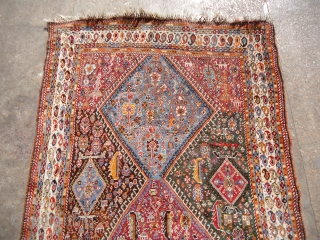 Handsome Qashqai Dowrey Rug with very fine weave and excellent condition,All original without any repair or work done,See the dowry things loaded on the camels,with the girls dancing,nice colors with some early  ...