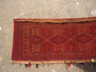 Turkmon Torba with nice design and colors,soft shiny wool,without any work or repair done,as found.Size 3'8"*1'1".E.mail for more info and pics.            