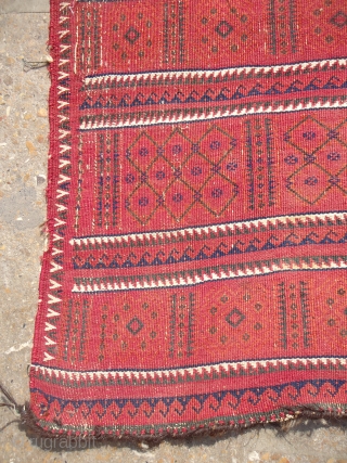 Baluch flatwoven pannel with great natural colors,fine weave and good age.As found without any repair or work done.E.mail for more info and pics.          