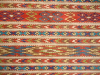 Dagestan Flatwoven kilim with beautiful colors and very fine weave,nice desigen and good condition.without any repair or work done.Size 5'*2'10".E.mail for more info and pcis.        