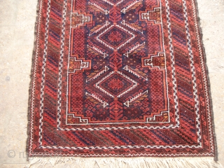 Finely woven Salar Khan Baluch with silk highlights and great colors,fine weave good age,and good condition,all sides and corners original.Size 5'8"*3.E.mail for more info and pics.       
