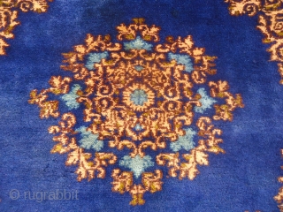 Kirman Pushti with blue ground and very nice design,all good colors and excellent condition without any repair or work done.Size 3*2'11".E.mail for more info and pics.       