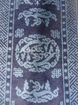 Chinese Dragon rug with excellent condition and very good design and colors,soft shiny wool.Without any repair or work done,E.mail for more info and pics.         
