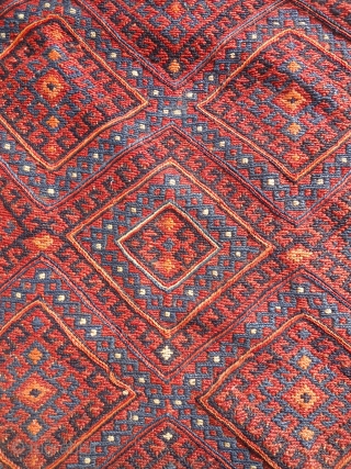 Kurdish Flat weave ?.Beautiful colors,design.Good age,without any work done.Original backing.Fine weave.Size 1'8"*1'3".E.mail for more info.                  