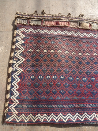Large and beautiful Flat weave Grain Bag ? Poshti ? what ?Tribal persian ?,Nice colors,design and fine weave.Original backing.Size 4'8"*2'8".E.mail for more info.          