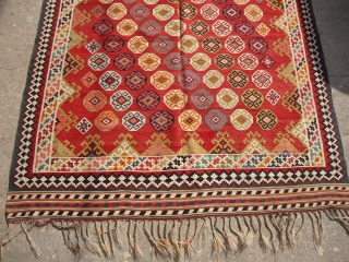 Qashqai Kilim with the finest weave it can be and the best colors,very fine weave and very good colors.Perfect condition without any work done.Excellent pce.Size 9'4"*4'8".Ready for the display.E.mail for more info. 