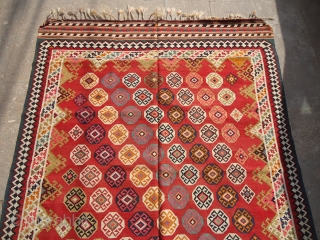 Qashqai Kilim with the finest weave it can be and the best colors,very fine weave and very good colors.Perfect condition without any work done.Excellent pce.Size 9'4"*4'8".Ready for the display.E.mail for more info. 