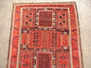 Great Baluch Rug with extra ordinary dyes and all original condition without any repair or work done,great desigen,fine weave,good early age,very Handsome pce.E.mail for more info and size.     