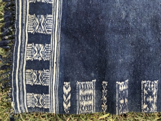  North African Textile,Indigo Bakhnoug textile, 
Tunisian Libyan border region. 

Size 6'8 x 3'2 FT
                  