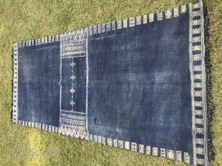  North African Textile,Indigo Bakhnoug textile, 
Tunisian Libyan border region. 

Size 6'8 x 3'2 FT
                  