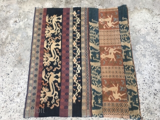 Antique Ikat Textile Size 3'7" x 3'4" Ft                         