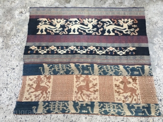 Antique Ikat Textile Size 3'7" x 3'4" Ft                         