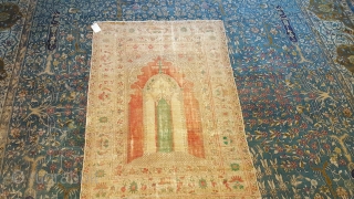 Antique Ottoman Prayer rug (tinted)                            