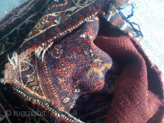 Khamseh/Shiraz Bag face with its back kilim.                          