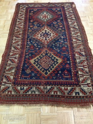 Nice Kazak rug with Three medallions, Natural dyes, late 19th century. For more information please contact me directly. Contact info: kia@artofpersianrugs.com or 617-484-3363 USA. I really prefer a call so I can  ...