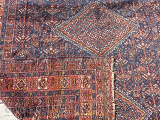 Hi, up for sale is this handsome Afshar rug measuring 56" x 73"(1.42 x 1.85cm). It's wool on (wool foundation) with the end embroidery still intact. The pile is in a good  ...