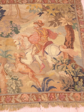 Antique Tapestry measures 39"x59", ready for display. Please review my profile, Thank you for looking.                  