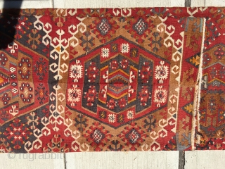 Turkish Kilim with date and signature. As most of you know these are made with two panels attached together and the design from two halfs never lineup. This one does perfectly. That's  ...