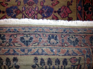 A gold Persian Sarough with full pile. Age, first quarter of last century. Size approximately 2' x 3'. Very attractive little rug!!! It is much better looking in person. The Photo you  ...
