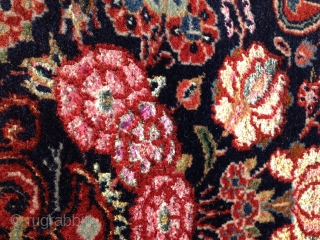 Old Persian Kashan Mat. Full Pile ends and sides complete. Use of silk in the drawing(flowers). Hand washed and very floppy. Great little Kashan. This little guy has Dabir weave, possibly a  ...