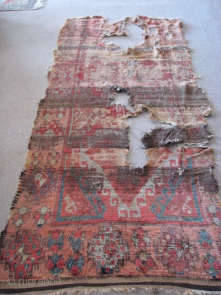 Antique rug from konya(central anatolia)19th century. 
Size: 237cm x 110cm - 7.77ft x 3.60ft. To visit my other collections, https://www.etsy.com/your/shops/KILIMSE             
