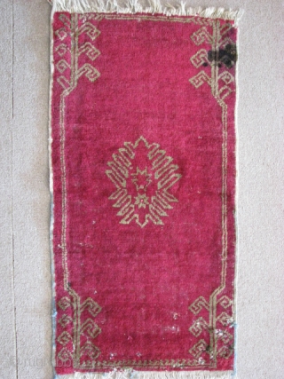 Mucur - Kırşehir(central anatolia) pillow rug from early 20th century.  size: 90cm x 47cm - 2.95ft x 1.54ft. To visit my other collections, https://www.etsy.com/your/shops/KILIMSE        