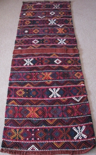 Cicim kilim southeast of anatolia-Turkey,size : 210cm x 69cm,,,,6.89ft x 2.26ft.White is cotton!Thanks. To visit my other collections, https://www.etsy.com/your/shops/KILIMSE
              