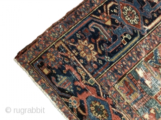 SOLD
Antique Persian Heriz, circa 1920's 9'2 x 12'2
 Amazing colors with the worn look that interior designers are looking for.             