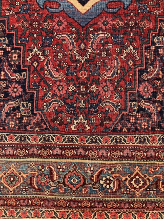 This is an amazing rare piece. 

Dimensions: 9’9 x 15’6

Origin: Antique Persian Bidjar 

Age: late 1890’s 

low pile               