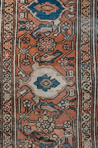 Antique Mahal 
Low pile and some areas with wear
Dimensions: 10’2 x 12’3
Gorgeous Colors and pattern on this special piece 
Professionally Cleaned

            