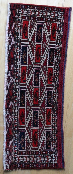 (8) Tekke Torba, 30 x 75 cm, late 19th c., ultra-fine but no bumps on the back, fringe conserved and one small repair to the upper-end kilim. This showroom-ready piece is perfect  ...