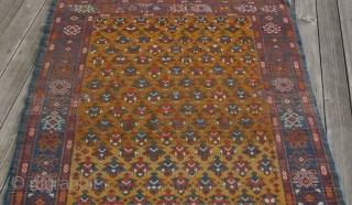 (43) Daghestan/Derbent rug, early 20th c., 121 x 156 cm., high pile overall, nice abrash and very silky wool, floppy but robust handle. Offers warm and comfortable utility with dignity. A VERY  ...