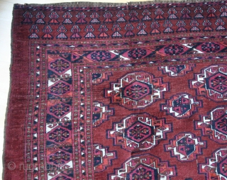 {62} SARYK Juval, 137 x 95 cm., A larger, antique chuval of this age from the Turkoman Saryk tribe, with 6 colors and in such good condition, is not very common. Handspun  ...